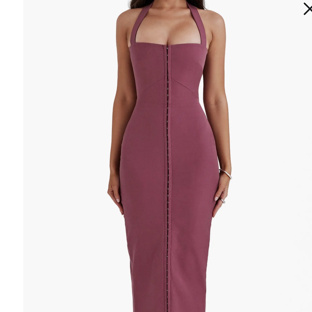 Pink Bodycon Cocktail Dress Halter Neck